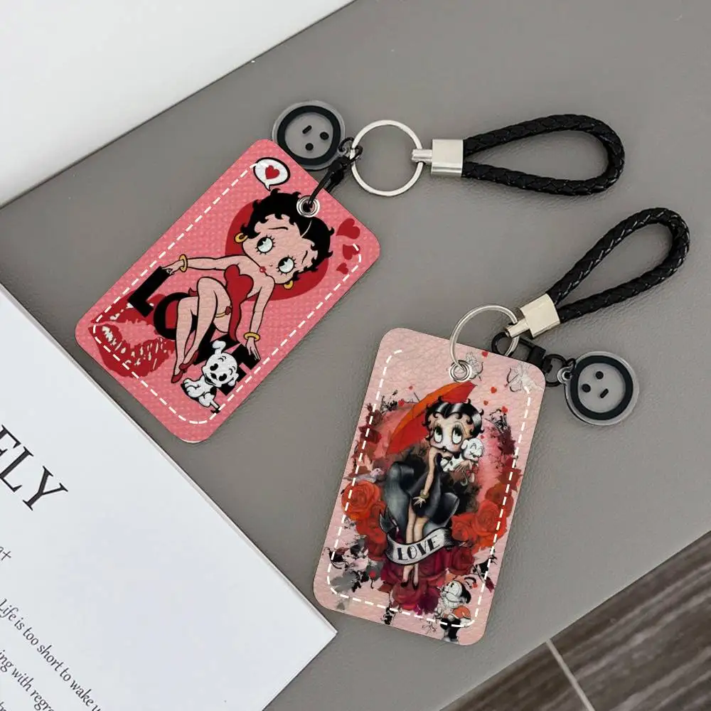 

Popular Pretty Cartoon B-Betty B-boop Card Holde Applicable To Credit Cards Bus Card Rectangular Keychain Protective Cover
