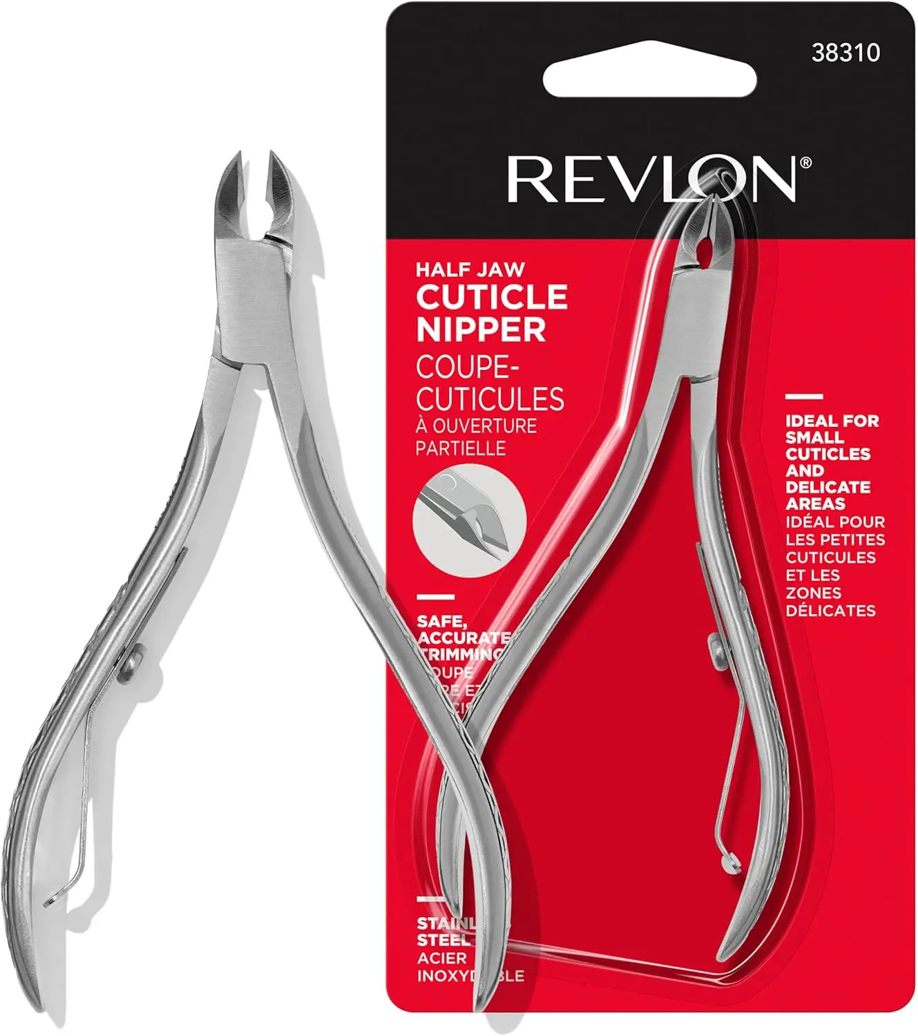 

Half Jaw Cuticle Nipper, Stainless Steel Hangnail Clipper for Precise Trims, Non-Slip Grip Manicure Tool