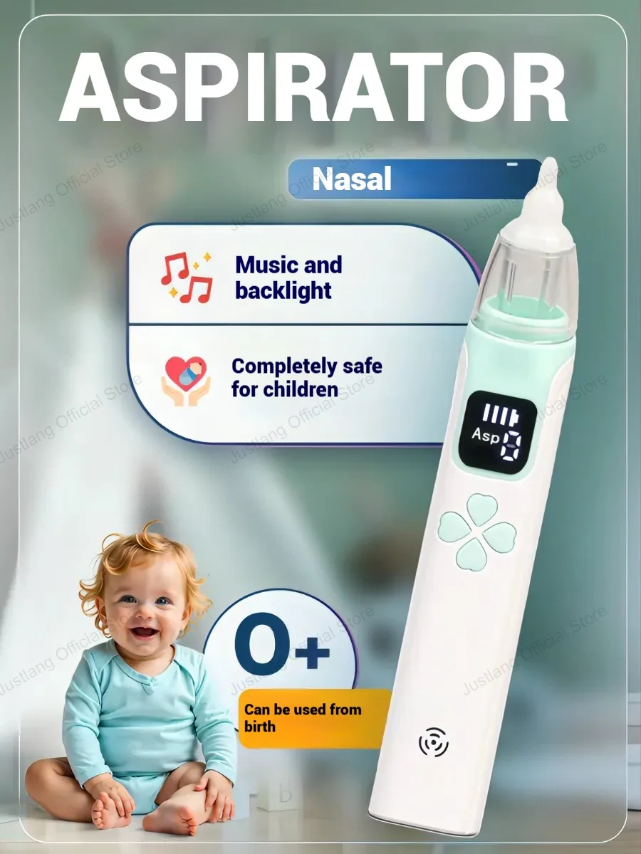 

JUSTLANG Portable Nasal Aspirator Nasal Vacuum Cleaner Rechargeable Sniffling Equipment Safe Hygienic Nose Snot For Child Baby