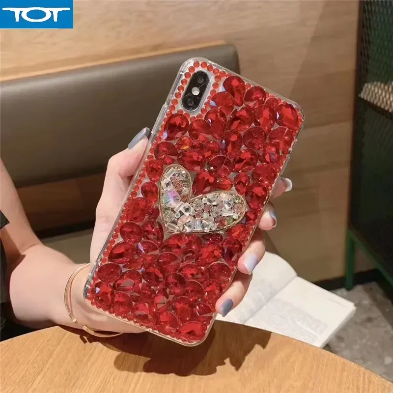 

Loveheart Rhinestone Phone Case For Motorola Moto Edge 30 Fusion G 5G Stylus 5G 2023 E13 E22 E32 4G Edge S30 Pro Telefon Coque