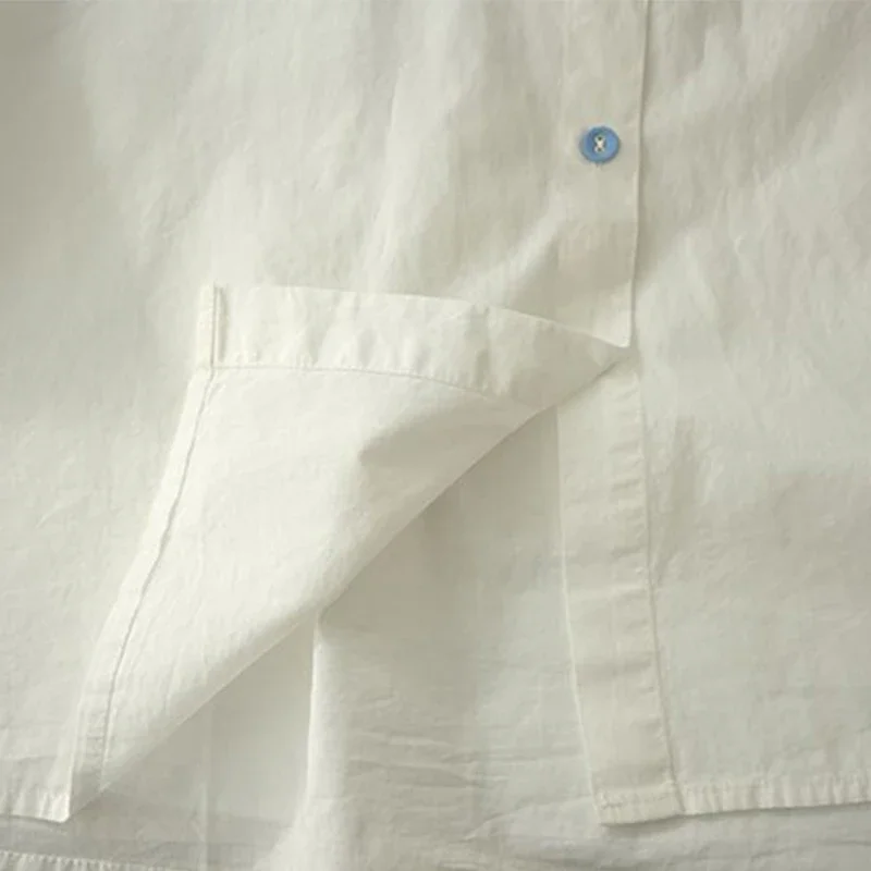 صيف جديد قمصان بيضاء النساء Harajuku Preppy الأزهار التطريز المرأة البلوزات الكورية موضة كم طويل بلايز الإناث عادية