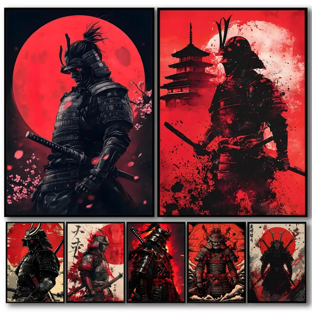

Samurai Artwork Painting Calligraphy High-Quality Cotton Canvas Poster Wall Art for Living Room Modern Home Decoration