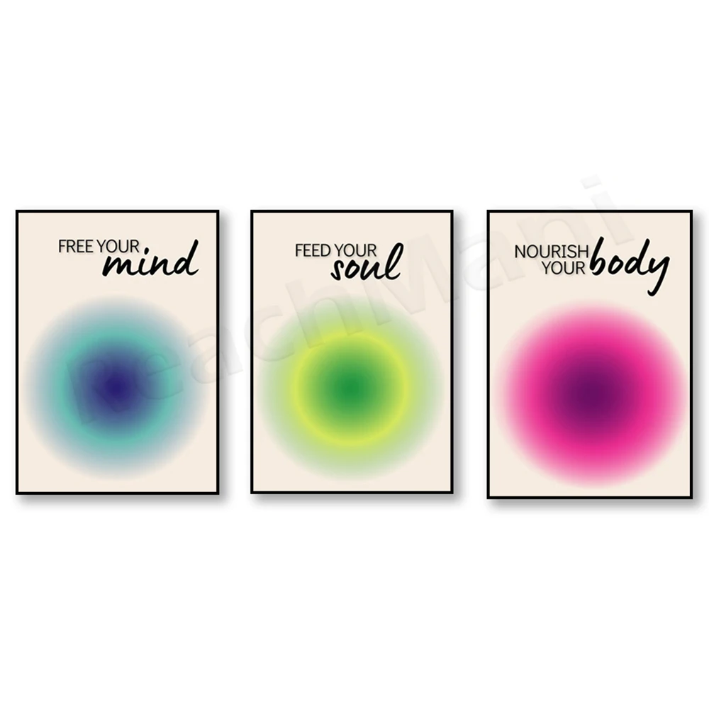 Affiche esthétique abstraite tendance avec halo dégradé spirituel, affirmation positive, art mural lumineux, affiche esthétique spirituelle
