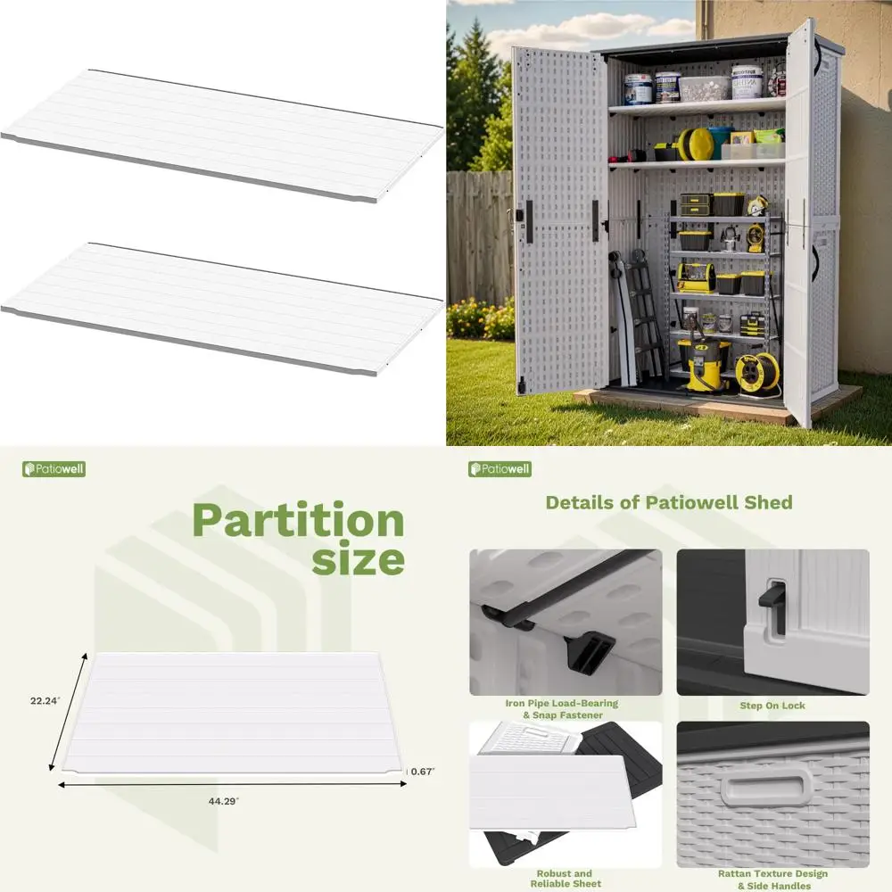 

Lockable Outdoor Storage Cabinet Waterproof Patio Tools Storage Box 26-50 Cu Ft Plastic Shed
