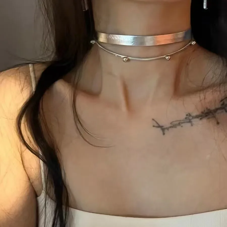 Darkness Punk Rock and roll Sweet Simple Individuality Fashionable Leather Gothic Pendant Subculture Collarbone chain Choker