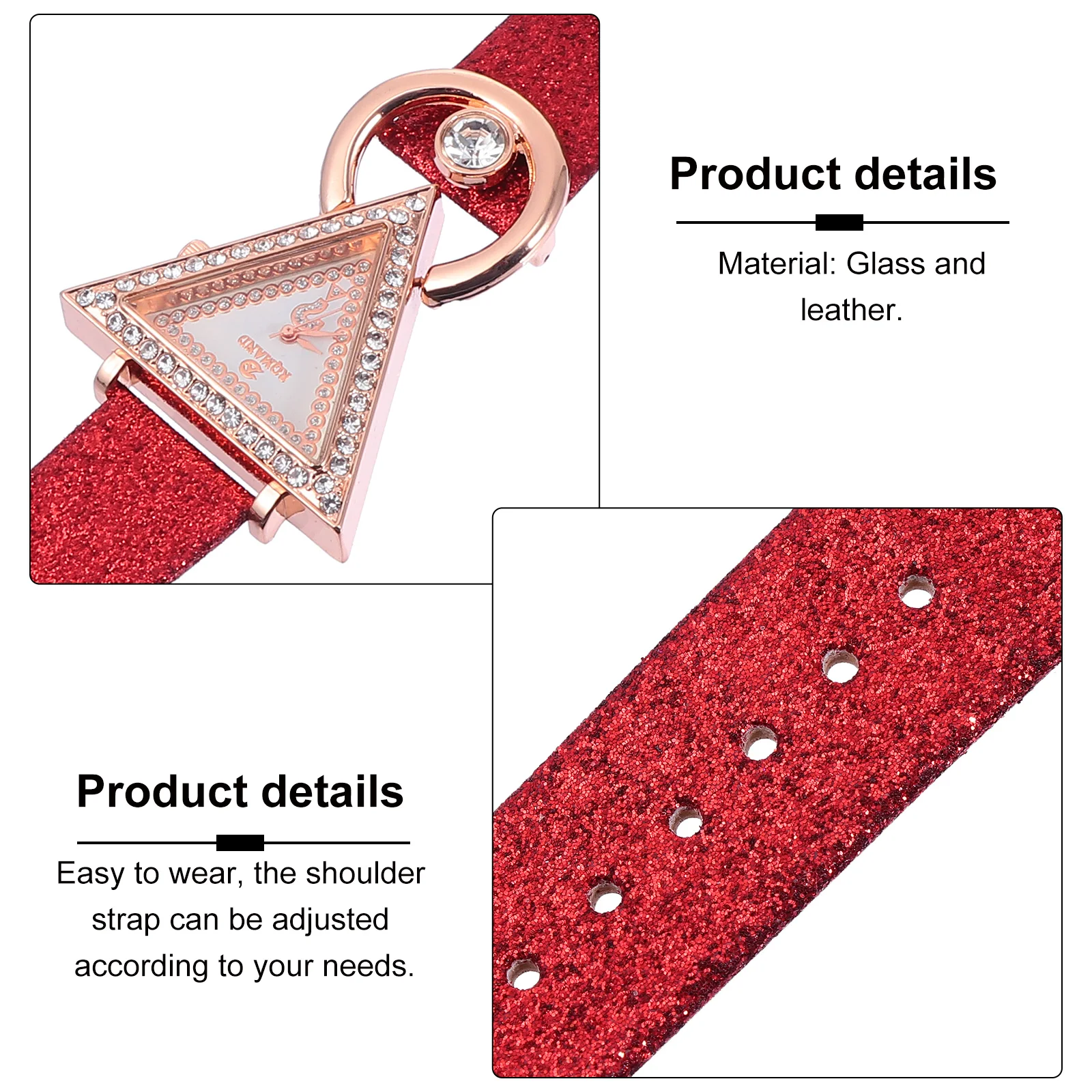 

Watch Fashion Watches Rhinestone Inlaid for Women Quartz Red Triangle Women's