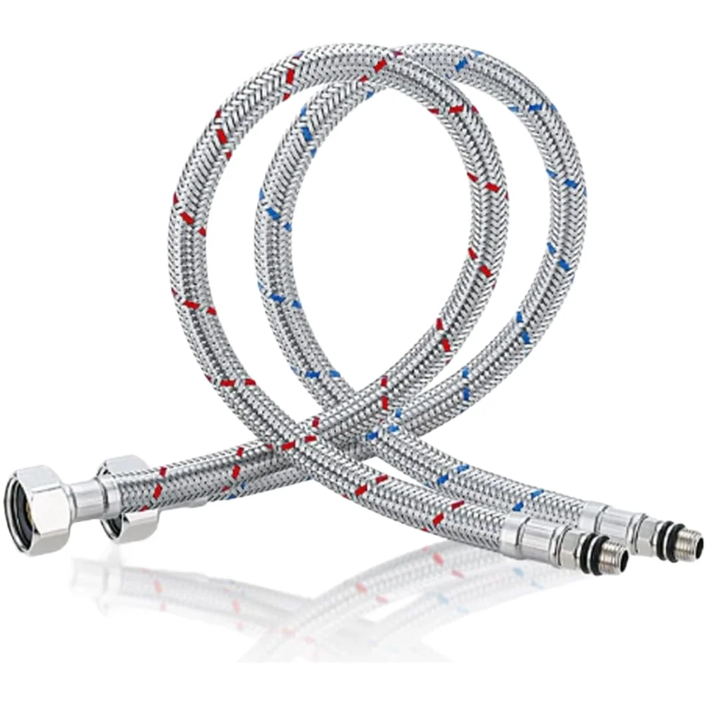 For Kitchen Faucet Hose Extension Stainless Steel Hose Extension Garden Water Connector Silver Easy Installation Rust Protection
