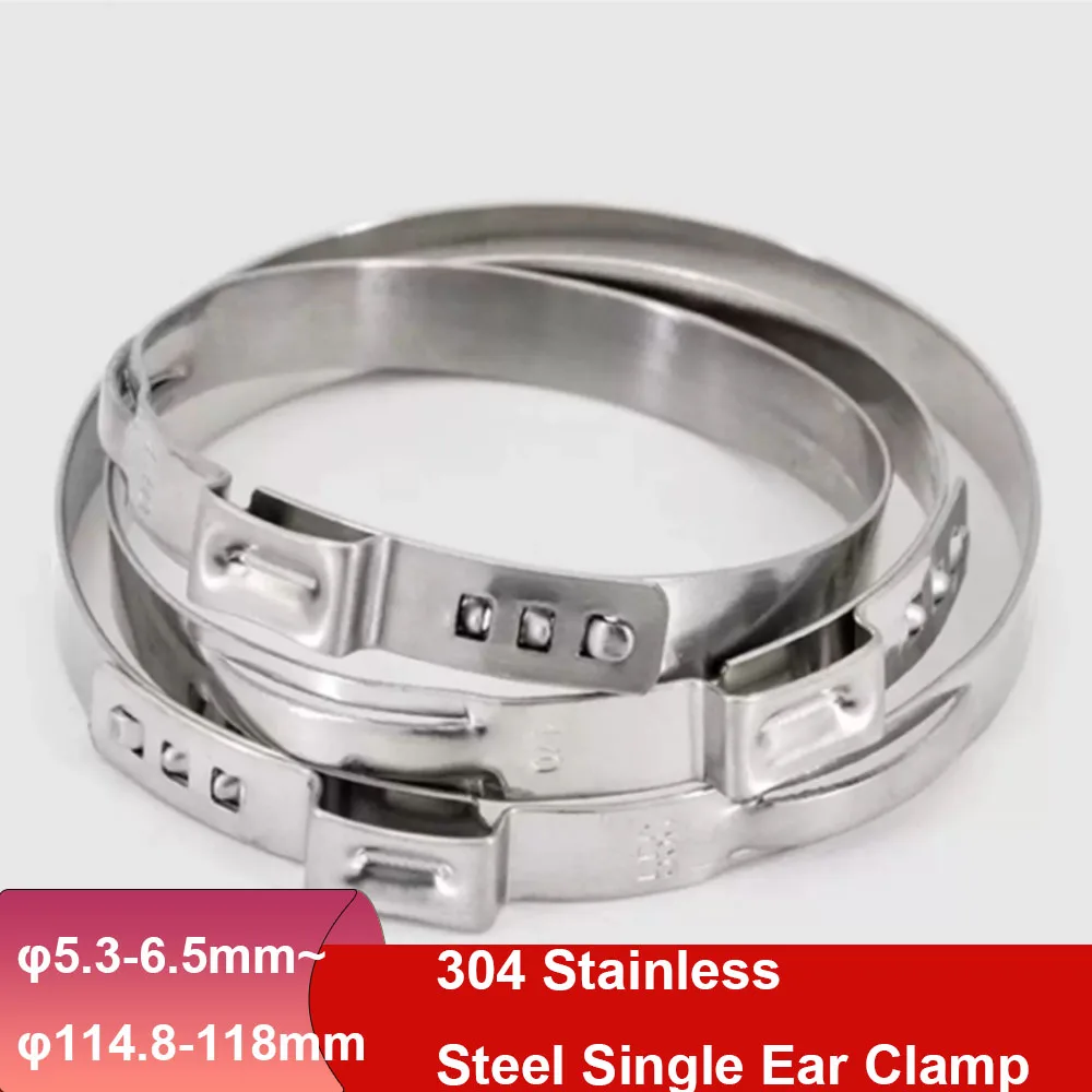 10Pcs Adjustable Dia 5.3-6.5mm~114.8-118mm 304 Stainless Steel Single Ear High-Strength Water Oil Pipe Fasteners