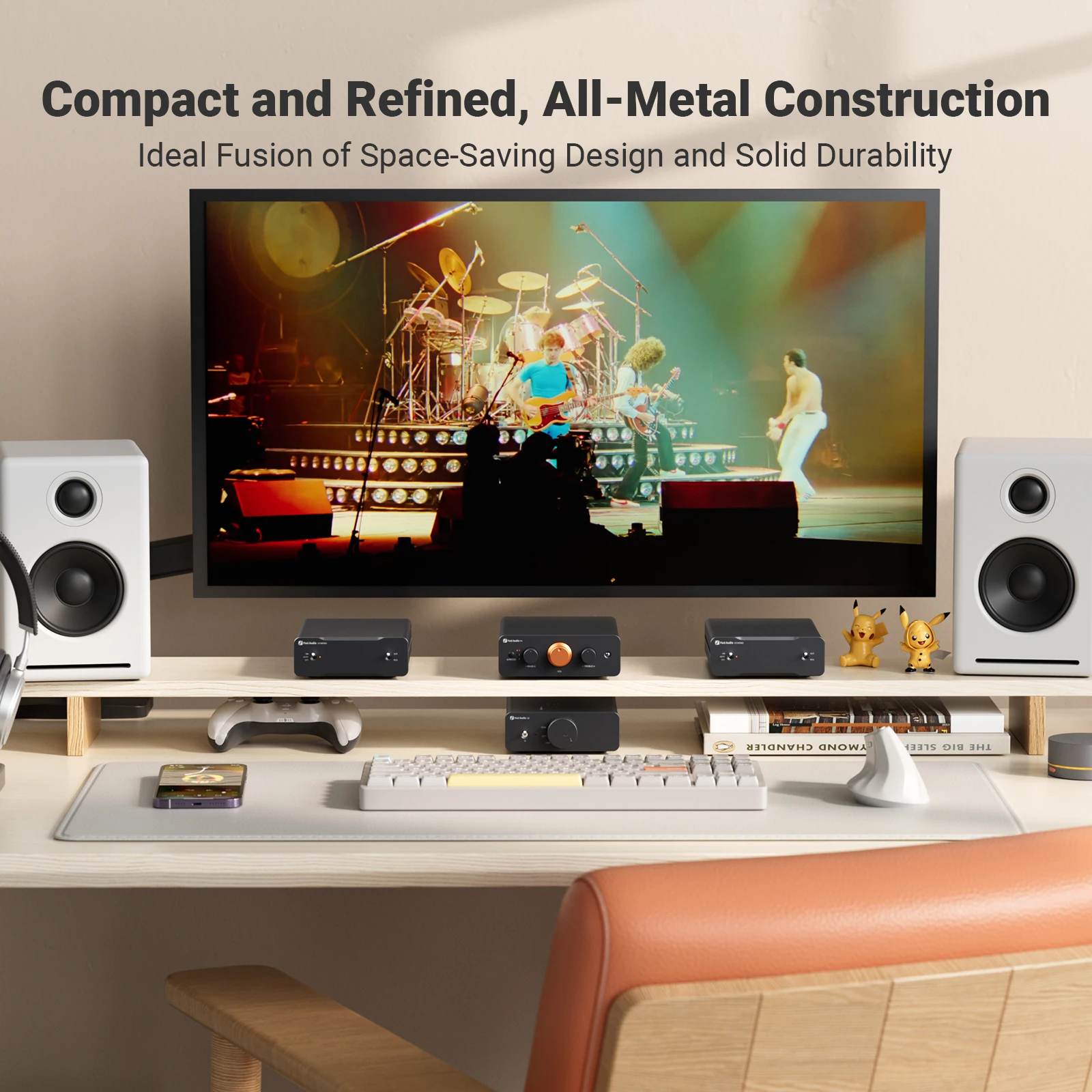 Fosi Audio P4 HiFi 프리앰프: 3개의 RCA 입력, EQ/바이패스, 교체 가능한 연산 증폭기, 오디오파일 시스템용 고음 및 저음 톤 제어