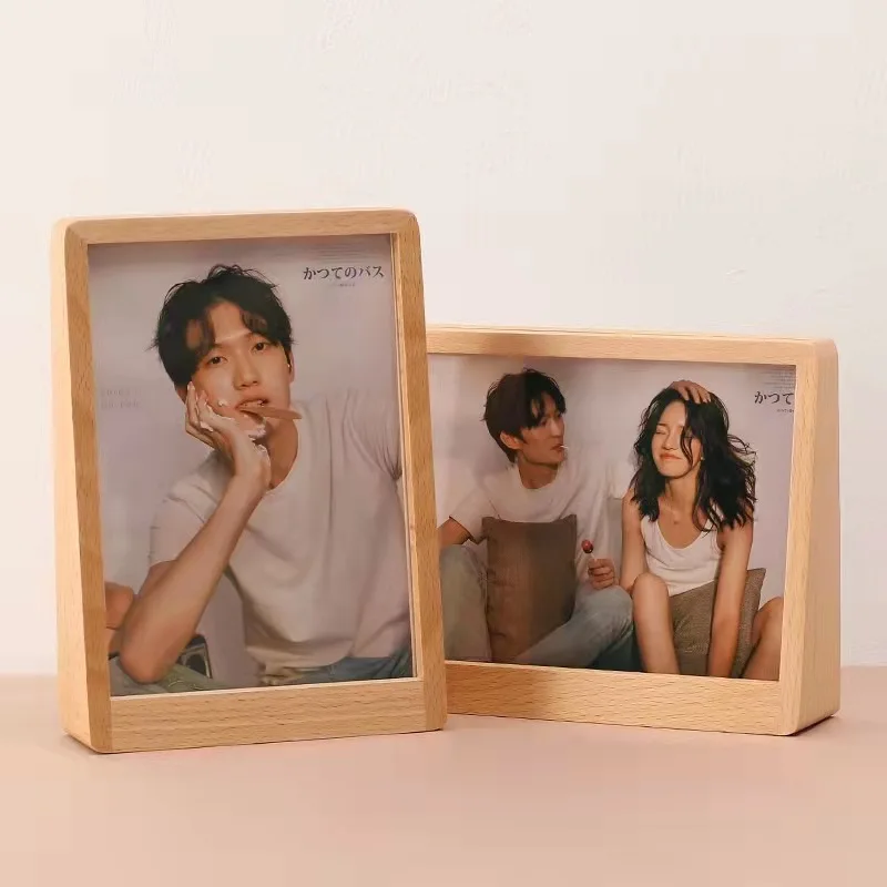 Trapezoidal Beech Wood Photo Frame Creative Solid Wood Tabletop Picture Frame Home Decoration Stylish Elegant Photo Frame