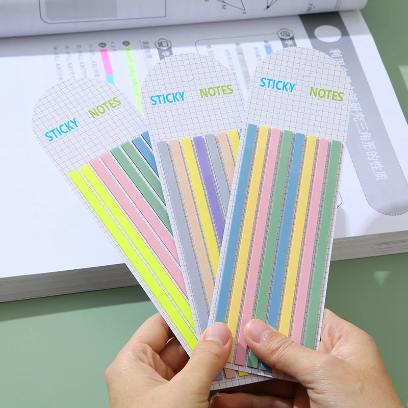 160Pcs PET Color Translucent Thin Long Strip Index Sticker Book Marker Index Tab Reading Note Highlight Key Sentence Sticky Note