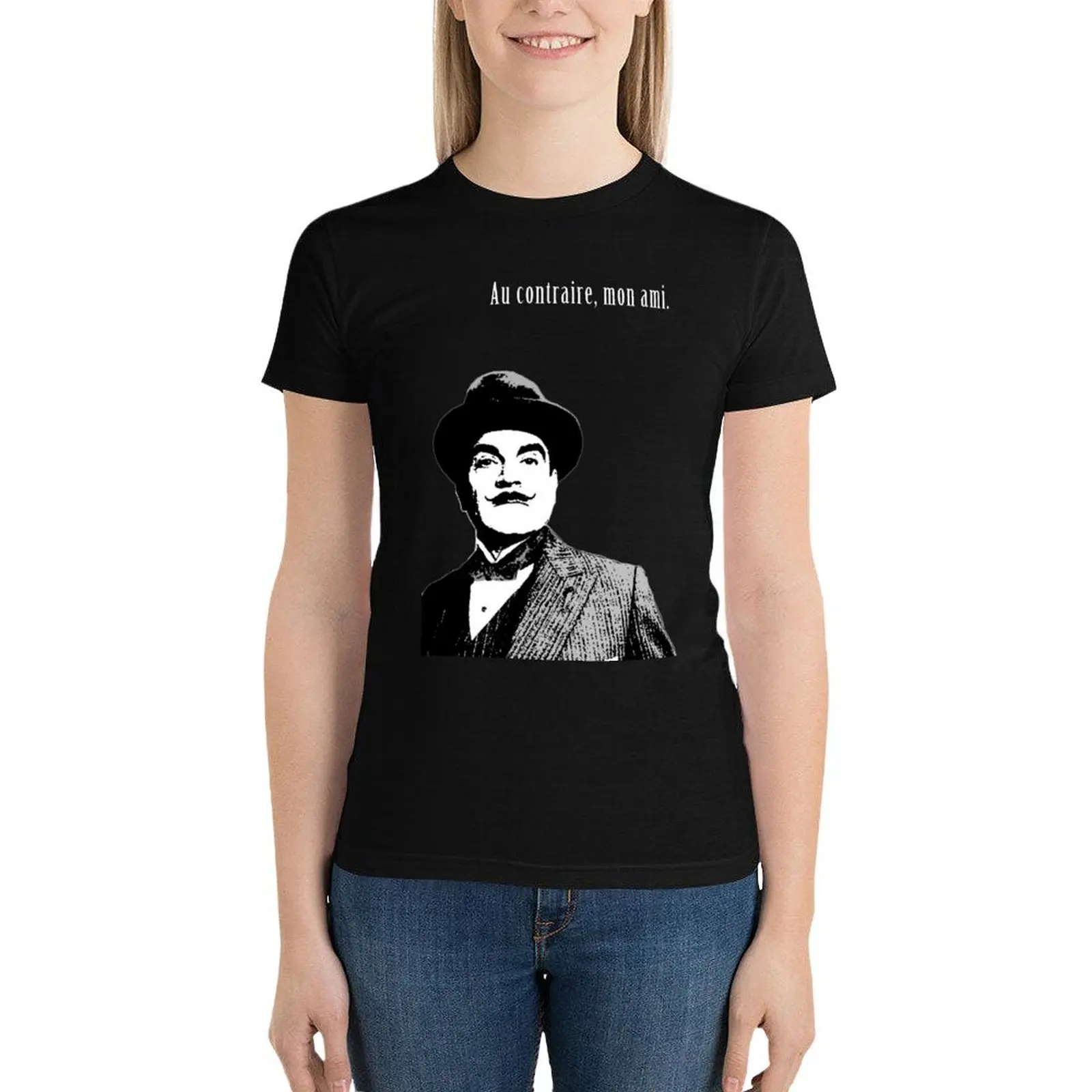 Hercule Poirot T-Shirt oversized kawaii clothes Woman fashion