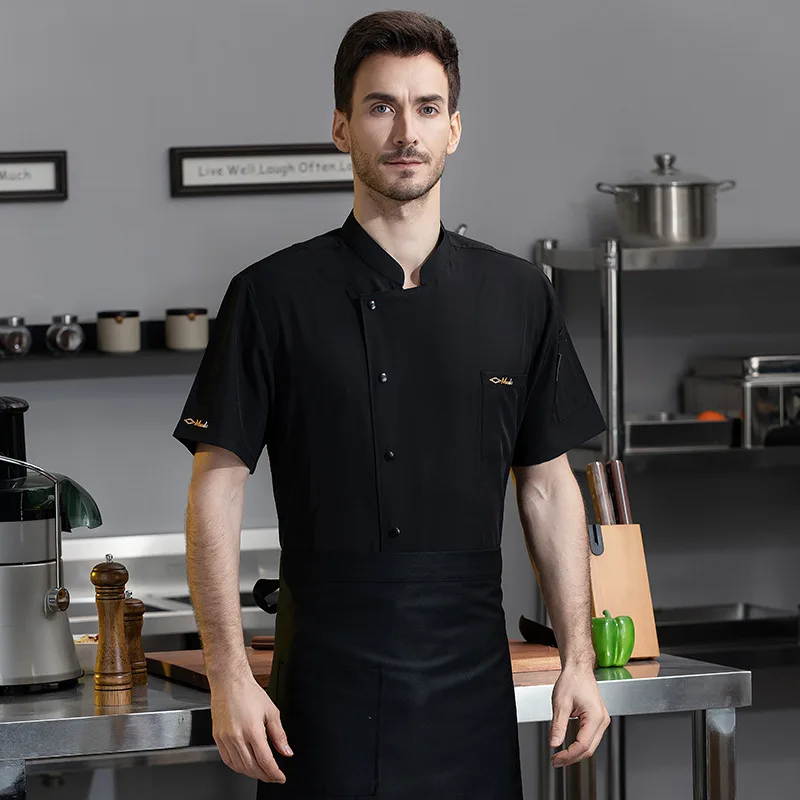 Uniforme de travail à manches courtes pour Chef de barbecue, Restaurant occidental, restauration, hôtel, Restaurant, cantine, vêtements de cuisine d'été pour hommes