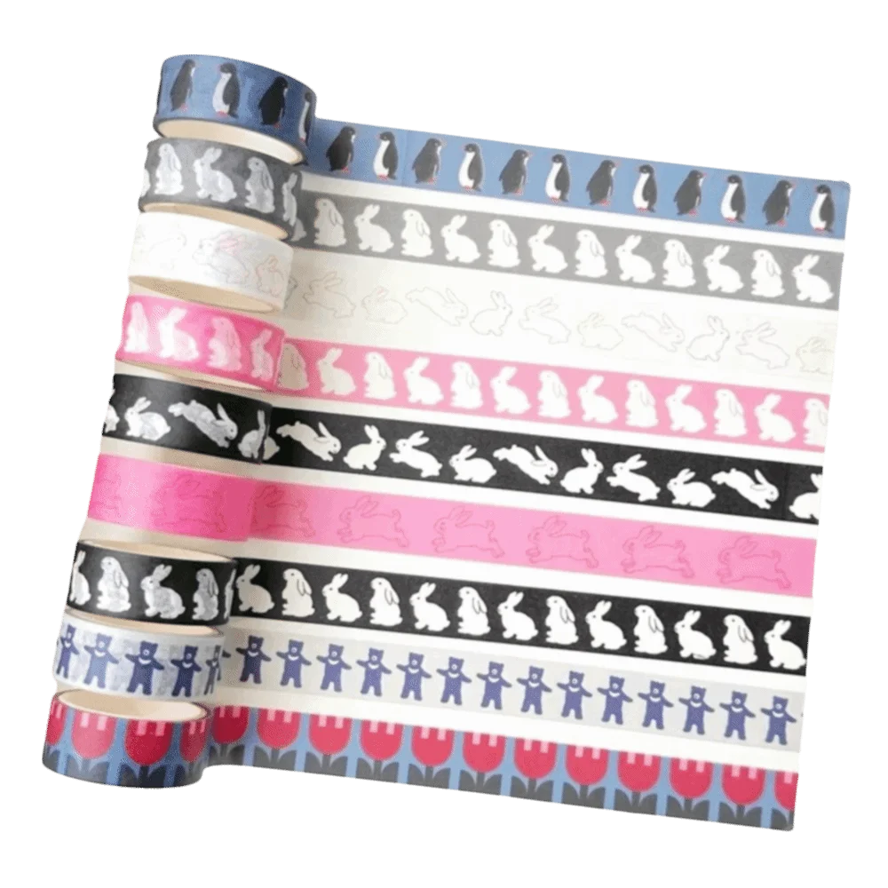 

New Rabbit Penguin Korean Washi Tape Kawaii Doodle Cute Cartoon Sticker 3M Length DIY Journal Tape
