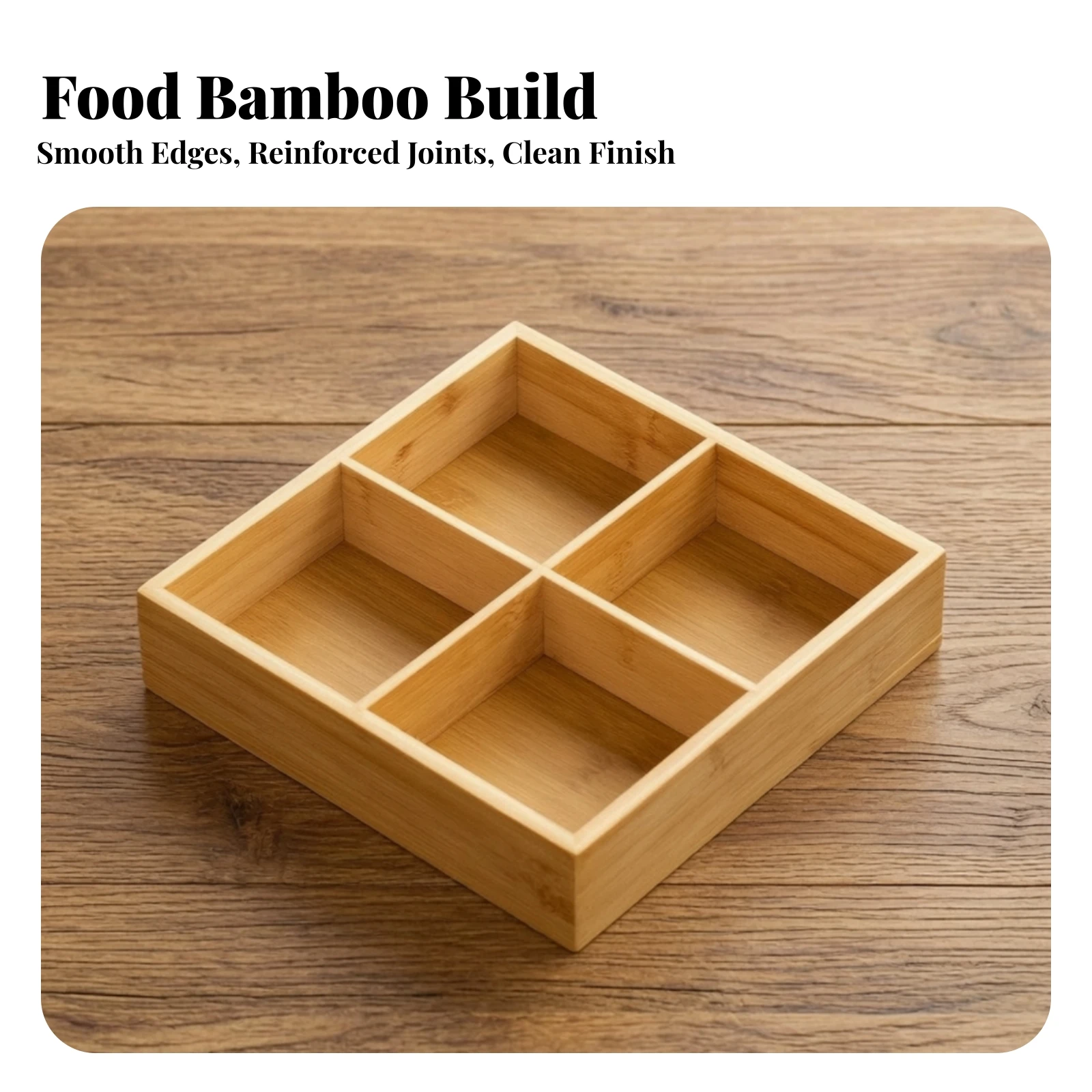Bamboo Serving Tray with Dividers Natural Bamboo Tray with Compartments Organizer Clean Elegant for Hosts, Guest Entertaining