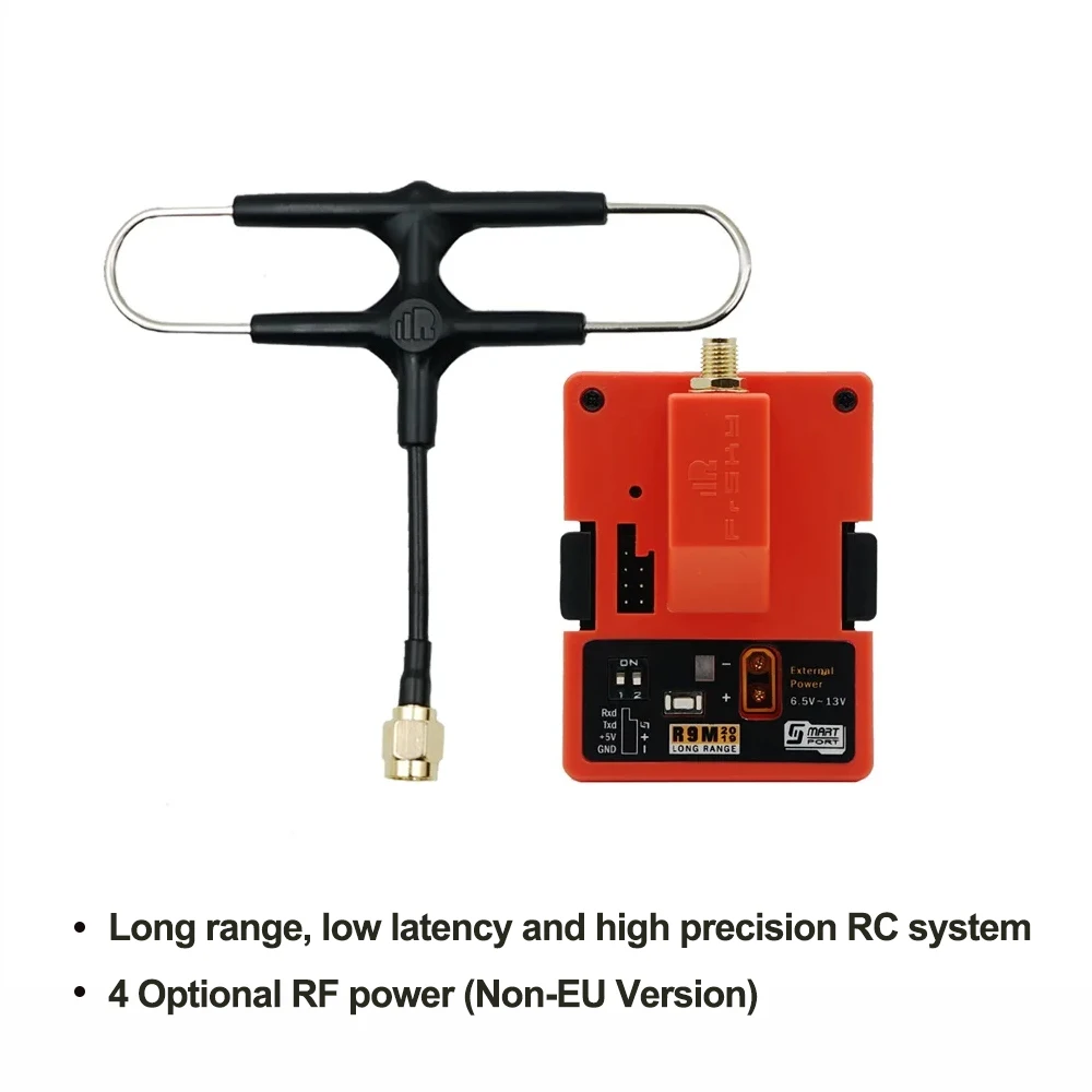 FrSky R9M 2019 with mounted Super 8 Antenna 900MHz Long Range Module