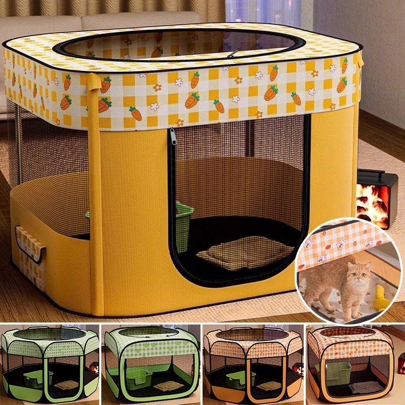 

Foldable Portable Pet Playpen Octagon Design Durable Oxford Cloth with Removable Zipper Top for Dogs Cats Rabbits Travel Use