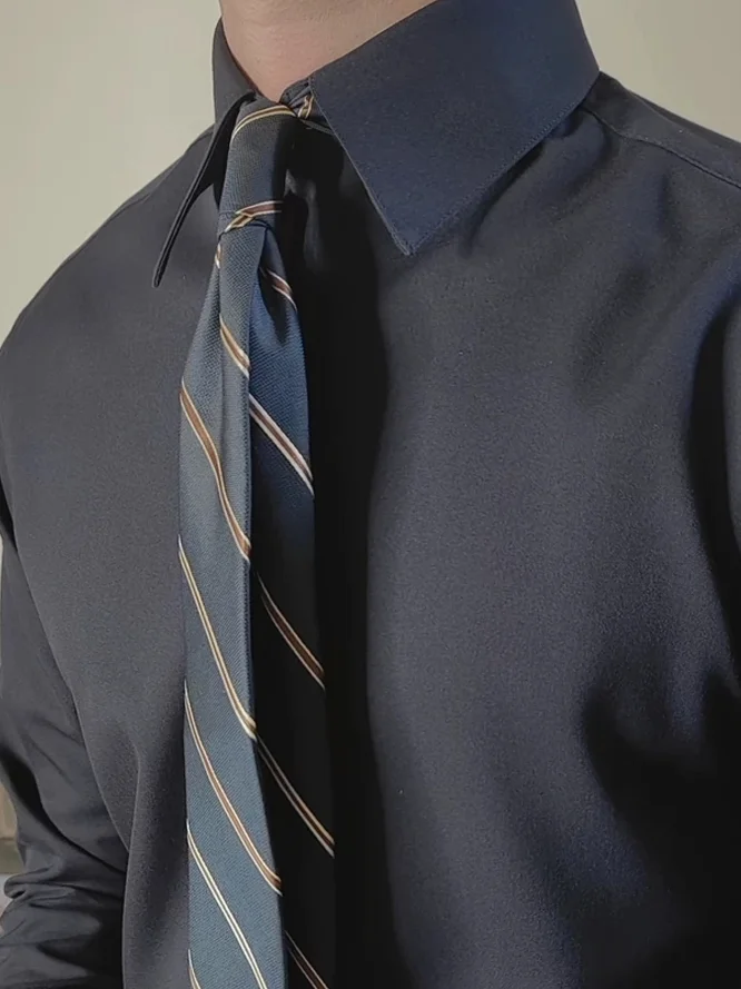 

Мужская длинная рубашка с пуговицами, повседневная рабочая одежда, базовый слой, для деловых поездок, французский стиль, дышащий полиэстер, весна...