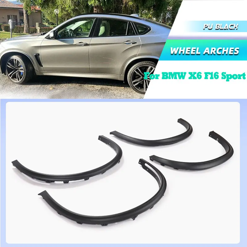 

Черные расширители колесных арок (фендеры) из полипропилена для BMW X6 F16 Sport 2015-2018, гоночные расширители колесных арок, накладки на колесные арки, элементы обвеса кузова