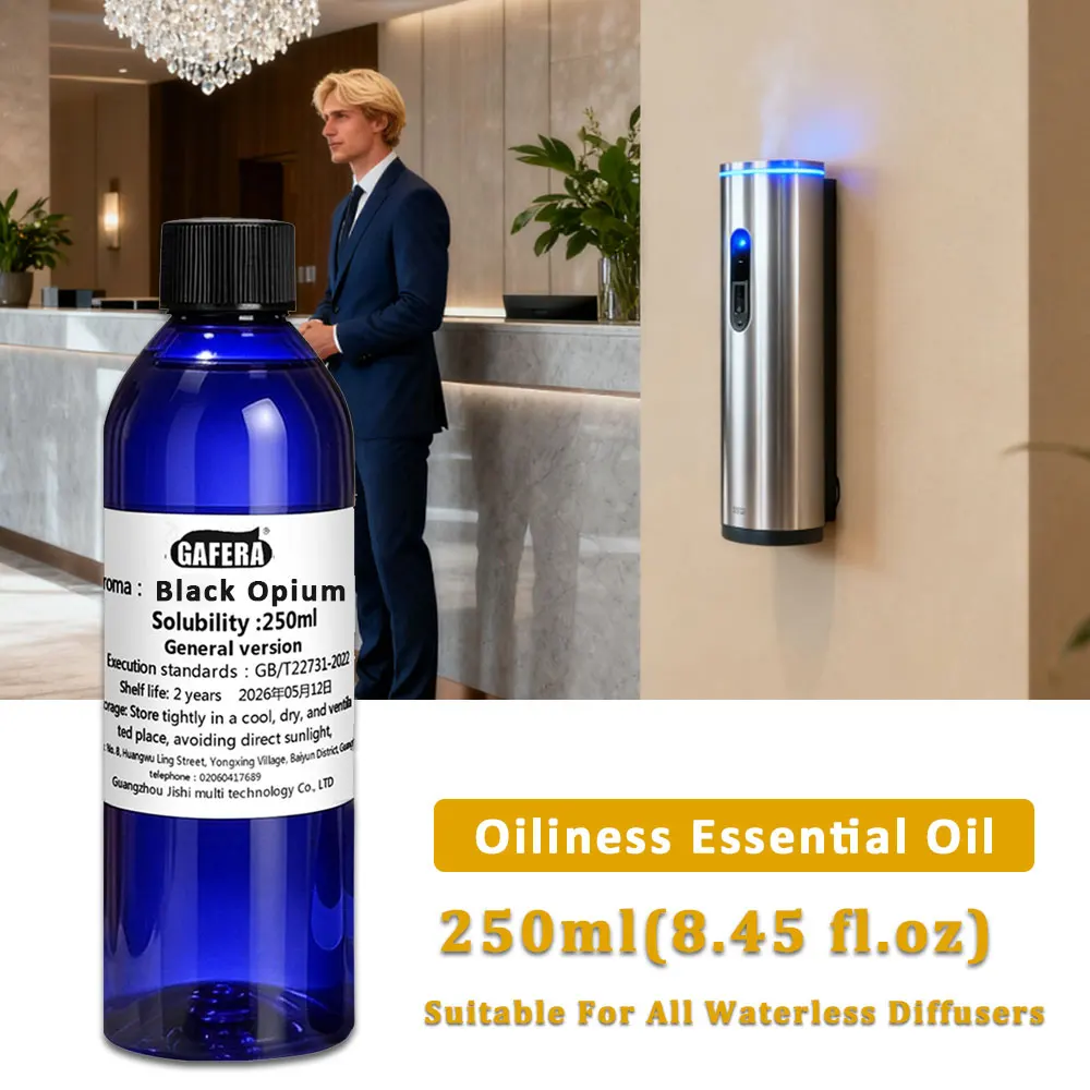 GAFERA 250ml (8.45 fl.oz) Black Opium Jasmine Flameless Essential Oil - For Waterless Machine, Reed Diffuser Replenishes Essence