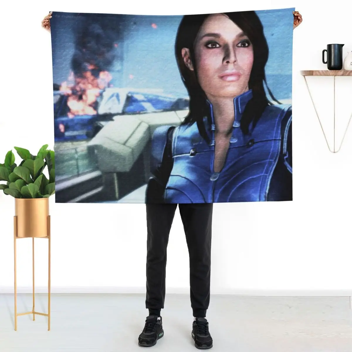 

Mass Effect: Ashley Williams Digital Wall Painting Throw Blanket Men's Soft Warm Throw Blanket for Couch