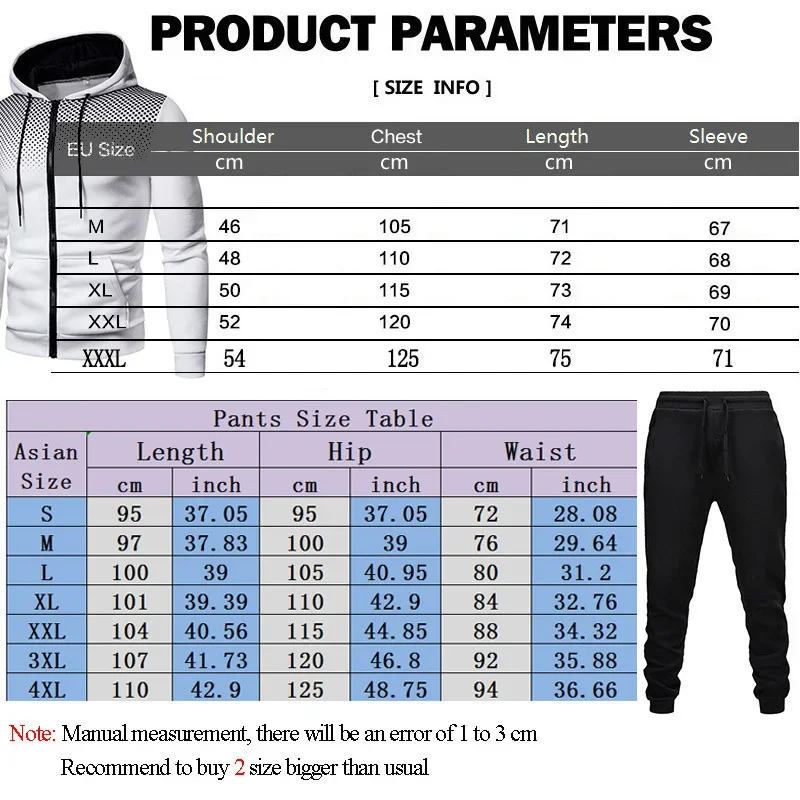 Two Piece Set Suits Casual Zipper Hoodies and Sport Pants Autumn Winter Mens Outdoors Hooded Sweatshirt Jogging Tracksuits