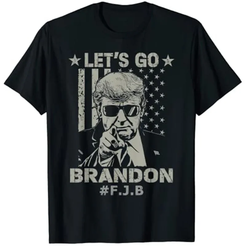 

Let’s Go Brandon Conservative US Flag Women Men T-Shirt Funny FJB Political Joke Tee Tops Men Clothing Pro Trump Support Clothes