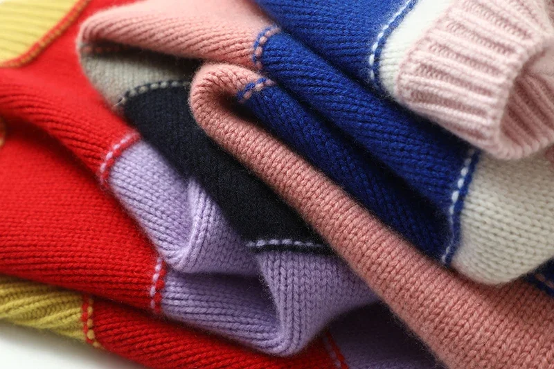 Thick Colorful Pullover Loose 100% Cashmere Winter Warm Sweater Women New Latest Fashion for Women 2022 Clothes