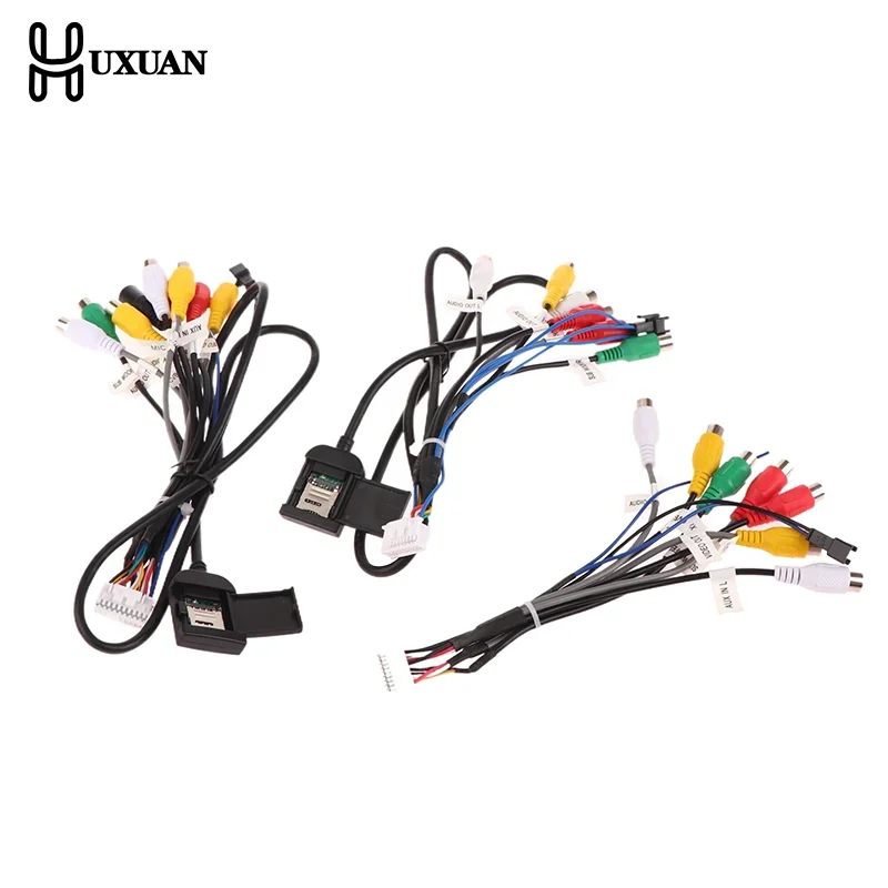 كابل راديو ستيريو للسيارة 20 دبوس التوصيل RCA الناتج AUX سلك تسخير موصل الأسلاك مع رأس المروحة للملاحة ZHANGXUN أندرويد #3