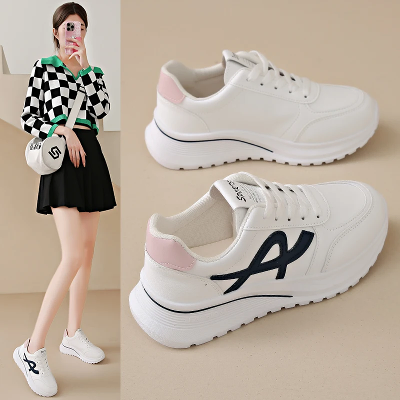 

Women's Lace Up Chunky Platform Sneakers 5.5CM Heel Comfortable Upper Non Slip Wear Resistant Outsole Multi Color Casual Shoes