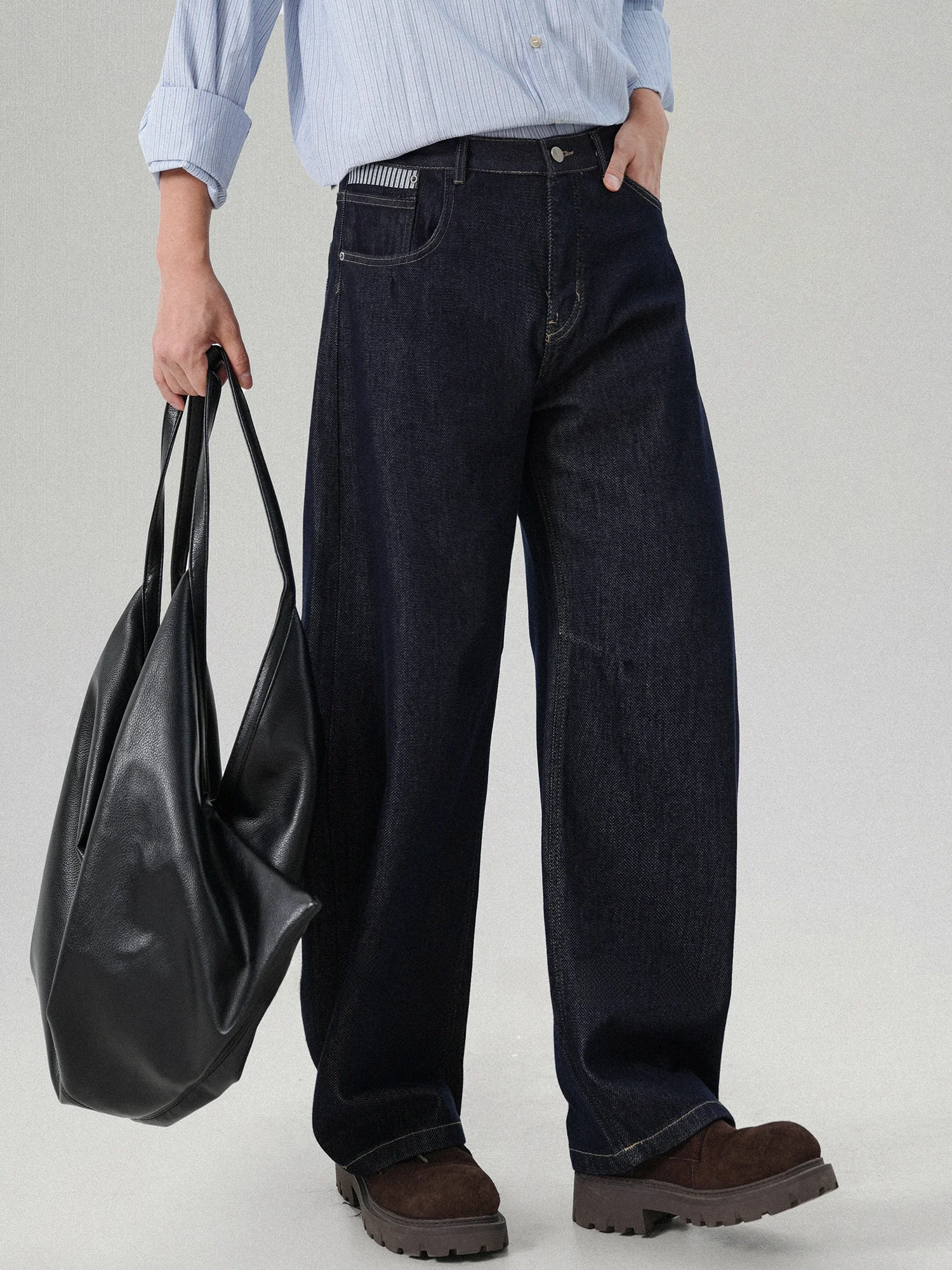 Men's Loose Wide Leg Casual Jeans Drapey  Cotton Blend Outdoor Versatile Comfortable Long Pants Original Denim Style