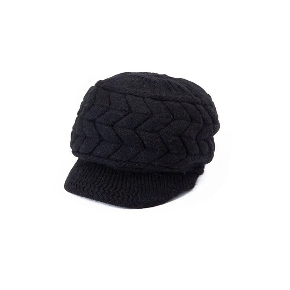 

Black Wool Warm Knit Hat For Women Winter Cap Elastic Beanie Snow Ski Gift Women Winter Cap Warm Knit Hat