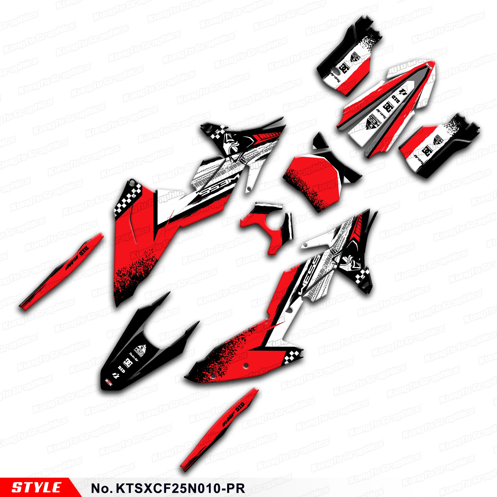 Enduro Sticker Sheet Graphics Kit for KTM 125 150 250 300 350 450 SX SXF XC XCF 2025 2026 FACTORY EDITION 2024, KTSXCF25N010-PR