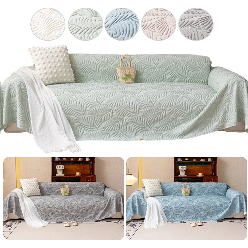 

Durable Fabric Non-Slip Contemporary Style, All-Season Polyester Chenille Sofa Cover with Intricate Leaf Pattern - Pet-Friendly