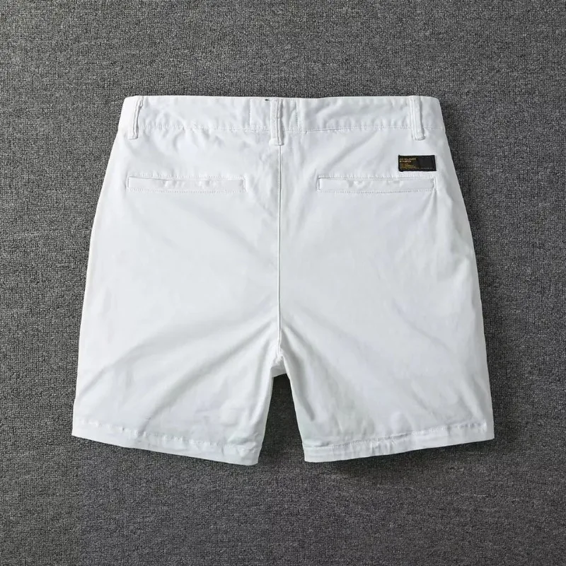 

Summer New Men's Casual Pure Cotton Straight Leg Workwear Shorts Elastic Beach Pants Three-quarter Length Straight Cut Trousers