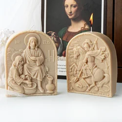 Religious Jesus Shape Silicone Candle Mold Virgin Mary Holy Warriors Scent Soybean Wax Mould DIY Statue Resin Plaster Home Decor