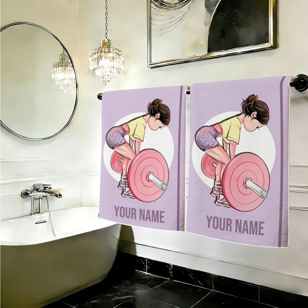2pcs Custom Name/Text Personalized Fitness Towel - Luxury & Gym Towels Suitable for Gym, Yoga, Spa with Your Own Name,Hand Towel