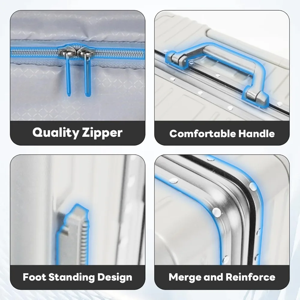 Maleta de mano ligera aprobada por TSA rígida de 20 pulgadas con puerto USB y portavasos para comodidad en viajes