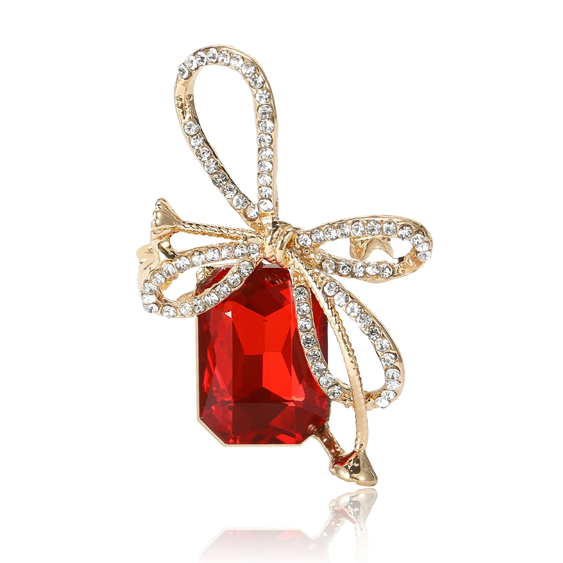 

Fashion Zircon Gem Bow Brooch For Women And Men 4-color Beautiful Party Office Brooch Gift