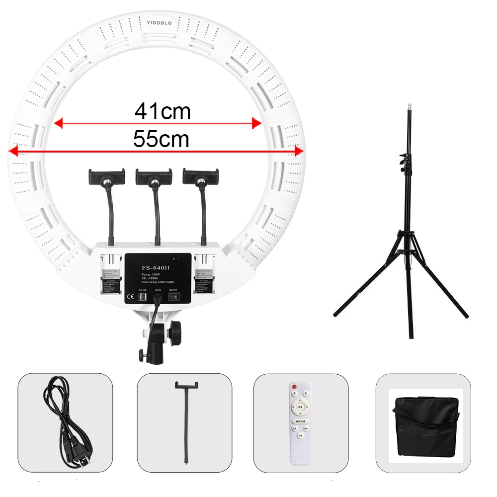 

Professional Led Ring Light Lamp 22inch Yidoblo FS-640SII 100W With Tripod Makeup For Video Studio Photography Lighting Live