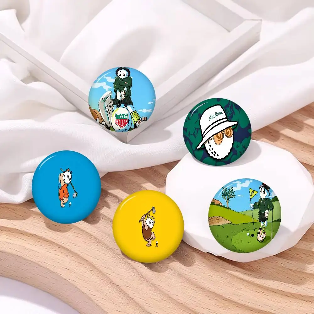 M-Malbon-Golf Stylish-Sport Creative Pins Funny Faces Round Snap-in Brooch Badge Backpack Hat Accessories Jewelry Gifts