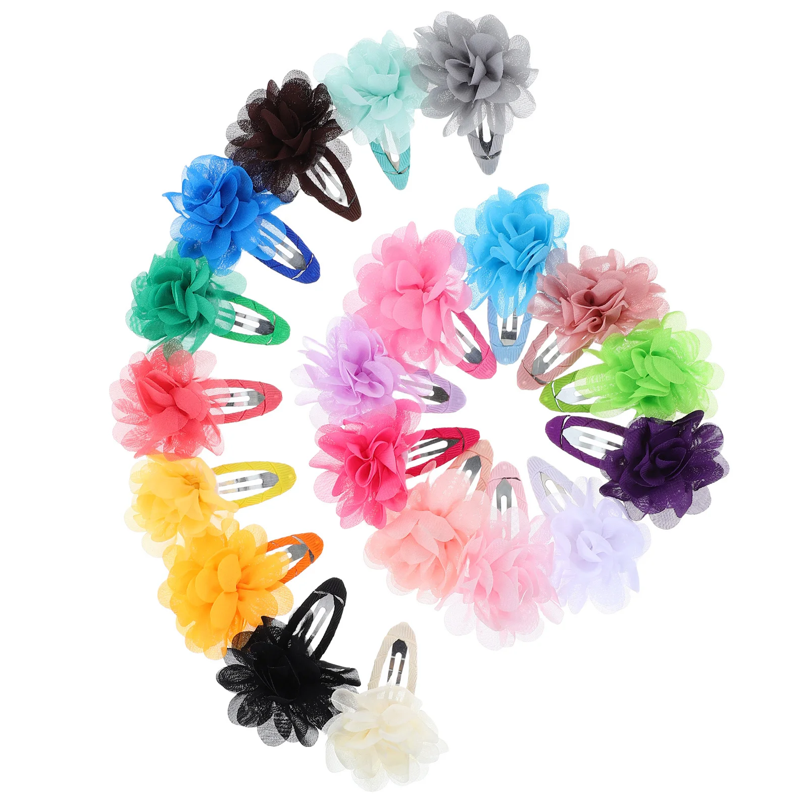 

20pcs Flower Hair Clips Chiffon Baby Girls Kids Hairpins Barrettes Lightweight Comfortable Daily Party Gift Accessory