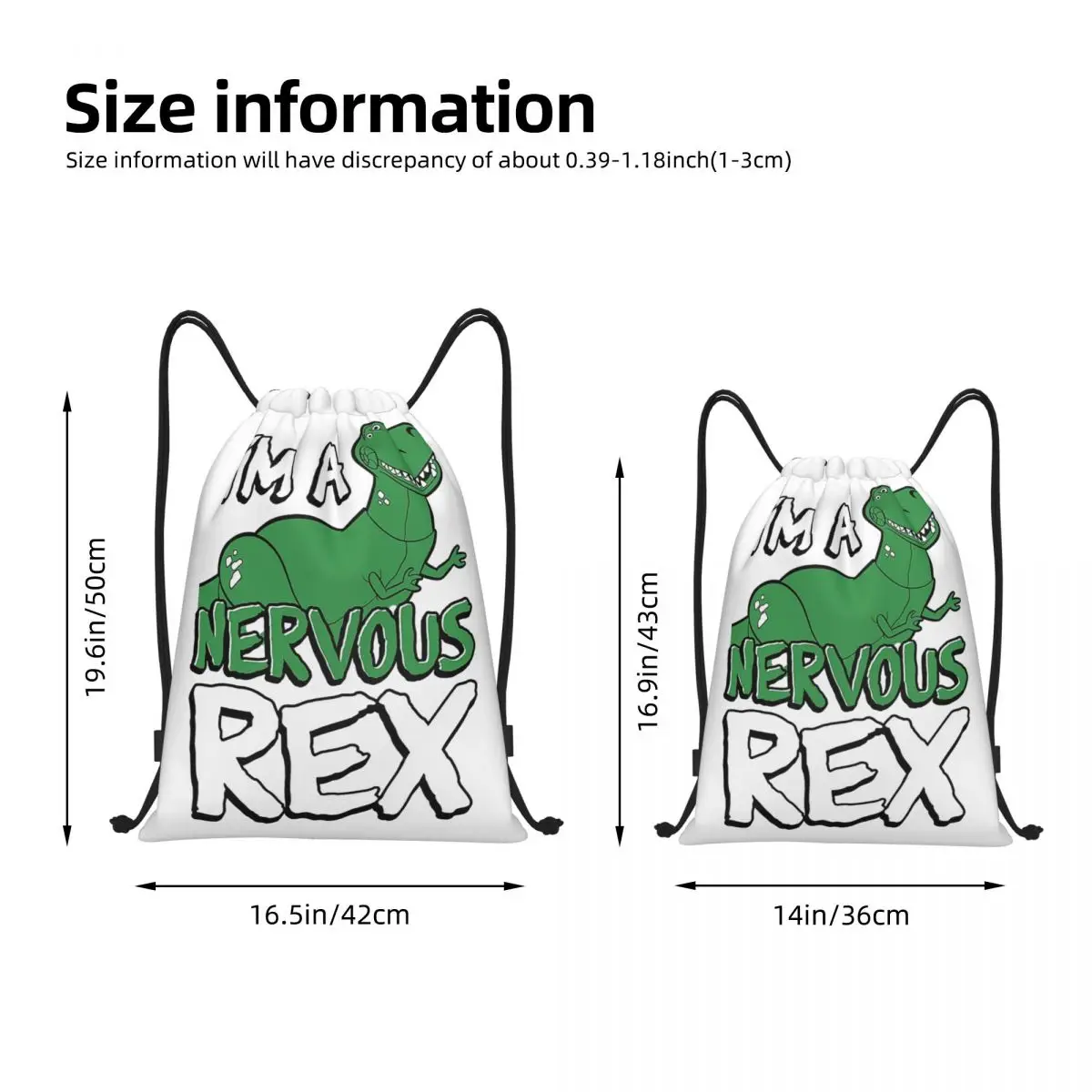 Nervous Rex Toy Story Woody Drawstring Backpack Sports Gym Bag Cartoon String Sackpack for Yoga