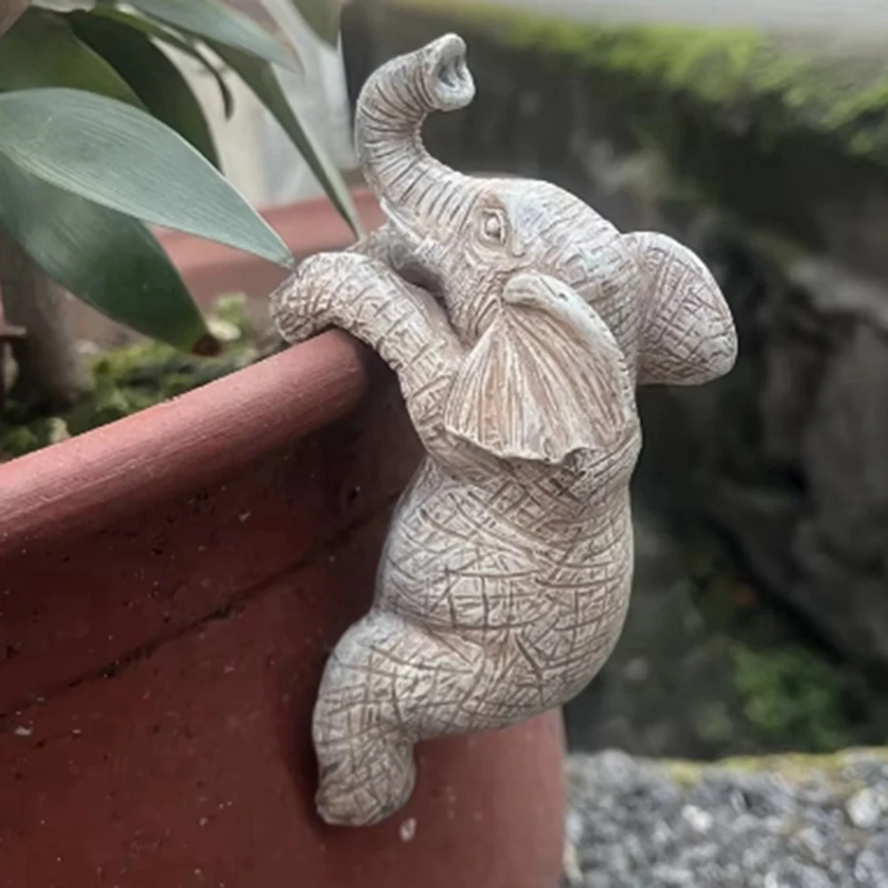 AB08-Elephant Hanging Flower Pot Charming Balcony & Garden Decor,Adorable Animal Sculpture, Ideal Gift For Elephant Lovers