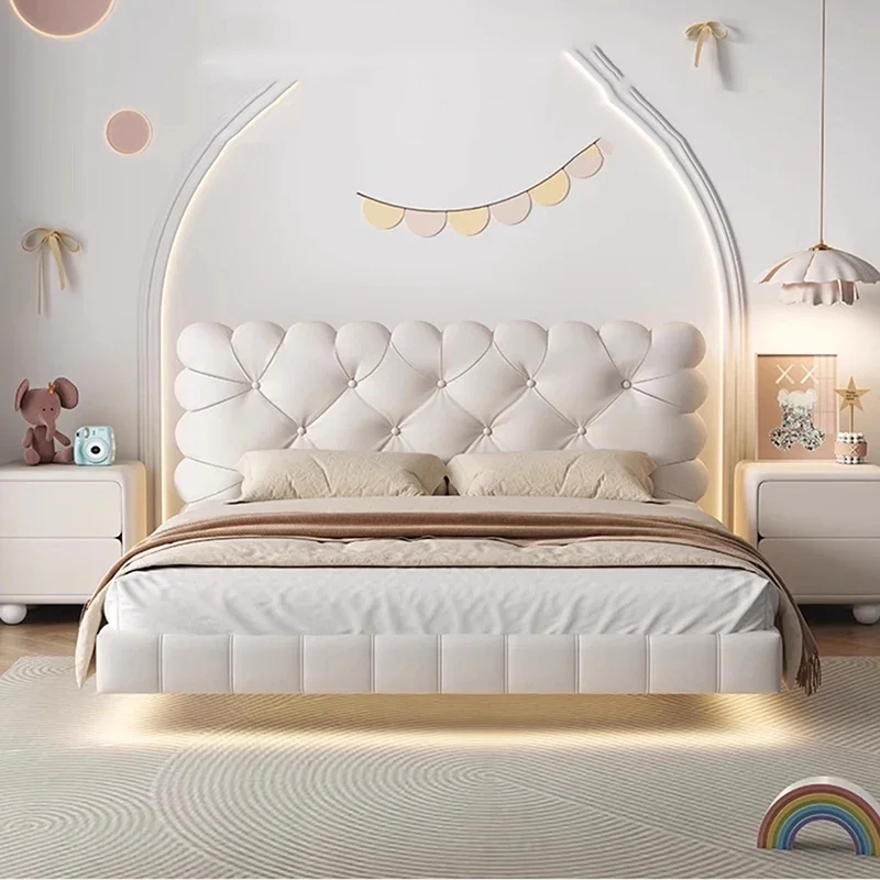 

Leather Sleeping Massage Bed Floating Design Human Dog Double King Size Bed Girls Queen European Cama Lounge Suite Furniture