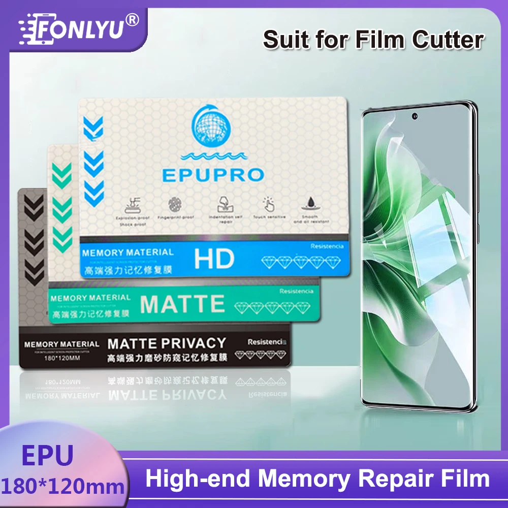 FONLYU EPU Pro HD Matte Privacy Hydrogel Film Memory Self-Repair for Curved MobilePhone Screen Protector Cutting Machine Plotter