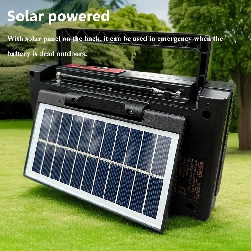 Portable Vintage Radio Solar Charging Emergency FM AM SW Radios Receiver LED Lamp Bluetooth Speaker Support TF Card USB AUX