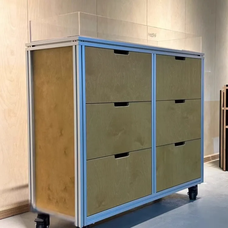 Birch ocean plate aluminum profile dining side cabinet tea simple modern hotel mobile locker storage cabiet
