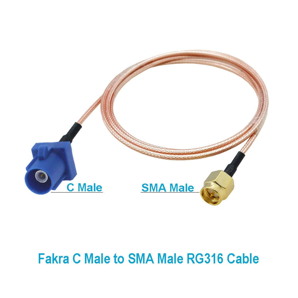 Коаксиальный кабель RG316 с разъемами Fakra A/B/C/D/E/F/G/H/I/K/Z (папа) - SMA (папа) для автомобильных GPS-антенн, удлинитель RF-кабеля