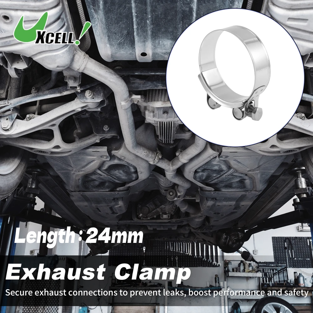 Uxcell 74/80/86mm ID Exhaust Pipe Clamp Clip Band Muffler Clamp With Bolt Nut Fastening 24mm Long for Car Exhaust System